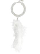 Alessandra Rich Crystal Embellished Feather Choker - Silver