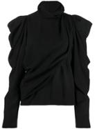 Lemaire Button-up Draped Roll-neck Top - Black