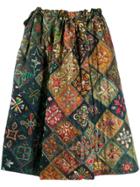 Pierre-louis Mascia Flared Tile Print Skirt - Green