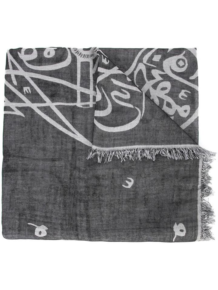 Thamanyah Bleach Print Scarf, Adult Unisex, Grey, Cotton