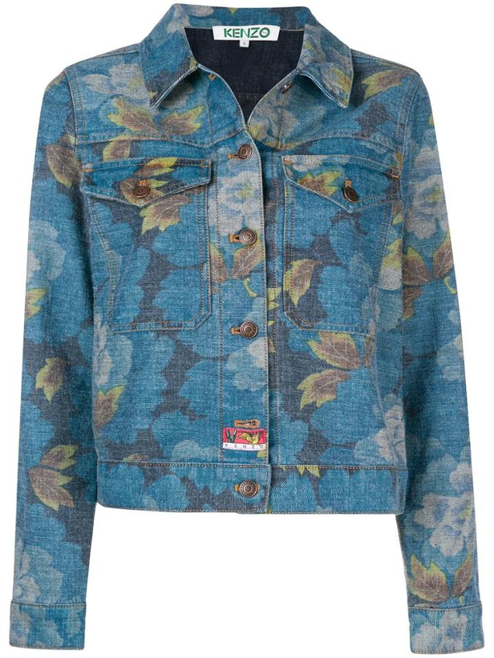 Kenzo Floral Print Denim Jacket - Blue