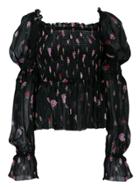 Dolce & Gabbana Rose Print Blouse - Black