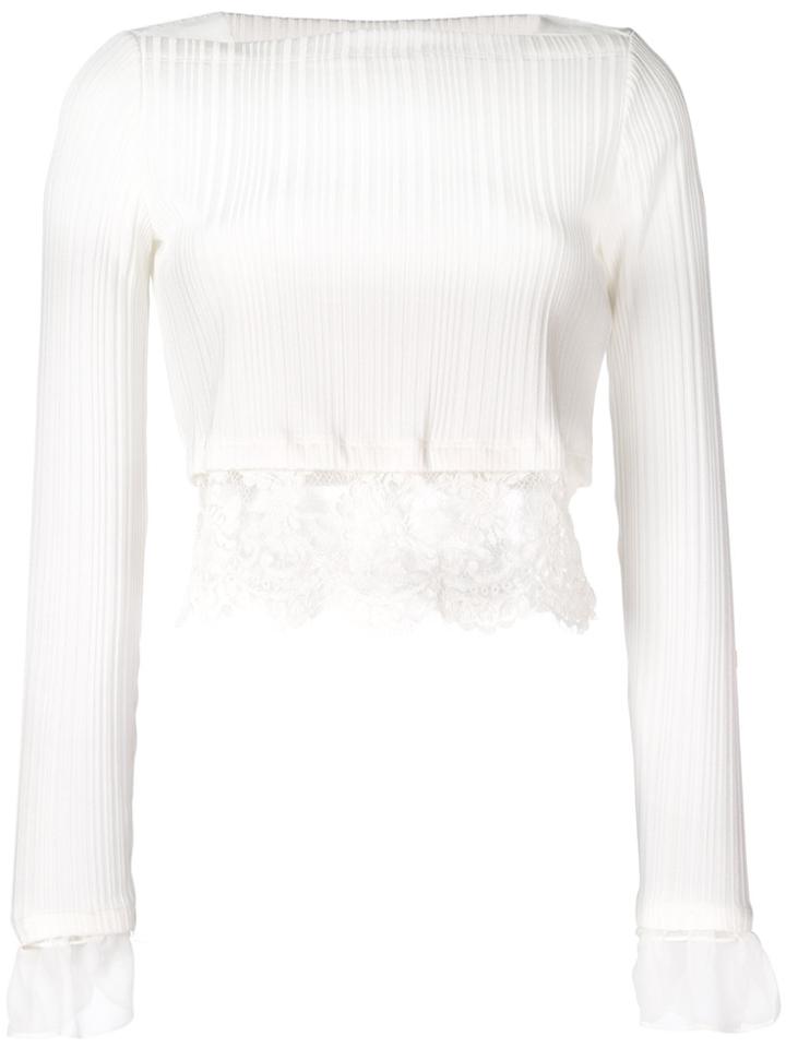 3.1 Phillip Lim Lace Embroidered Crop Top - White