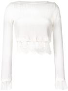 3.1 Phillip Lim Lace Embroidered Crop Top - White