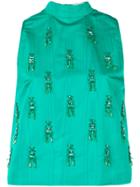 Msgm Embellished Halter Neck Blouse - Green
