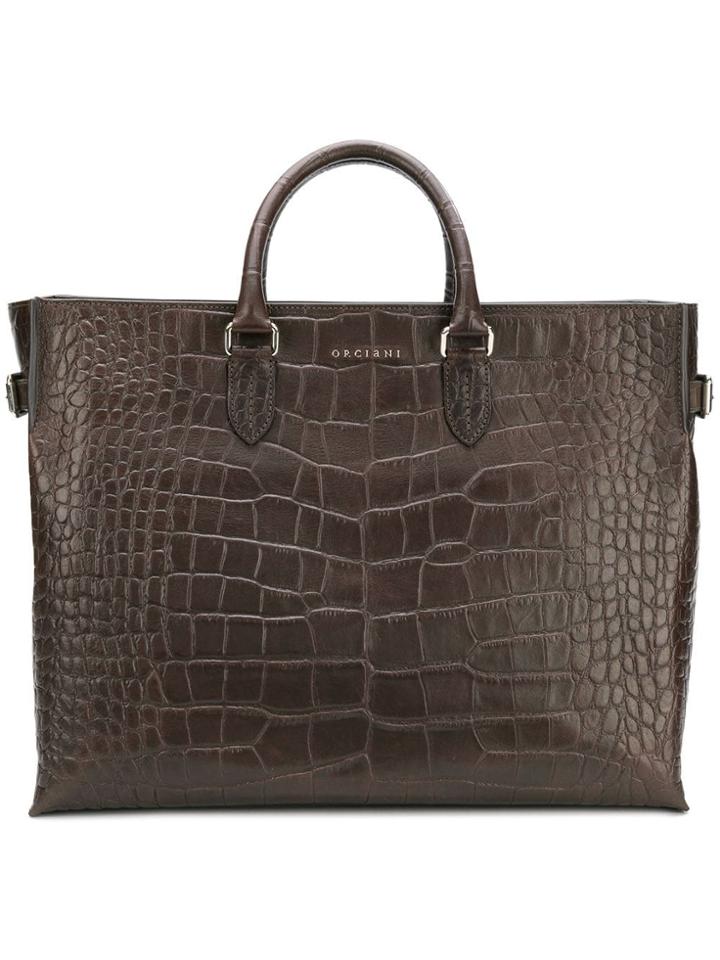 Orciani Croc-effect Tote - Brown