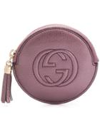 Gucci Gg Embossed Circular Purse - Purple