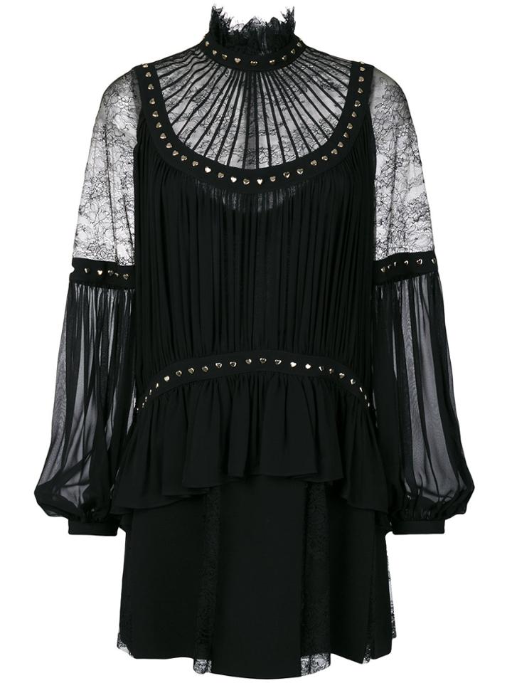 Elie Saab Heart Studded Lace Dress - Black