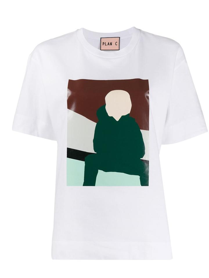 Plan C Colour-block Print T-shirt - White