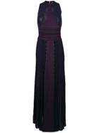 Roberto Cavalli Lace And Pleat Full Length Gown - Pink & Purple