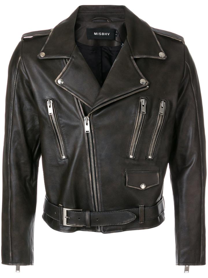 Misbhv Zip Detail Biker Jacket - Brown