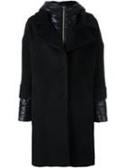 Herno Layered Padded Coat, Women's, Size: 46, Black, Silk/polyamide/virgin Wool