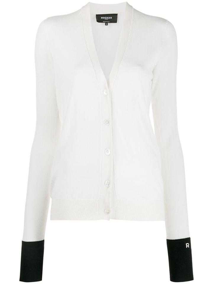 Rochas Contrast Cuff Cardigan - White