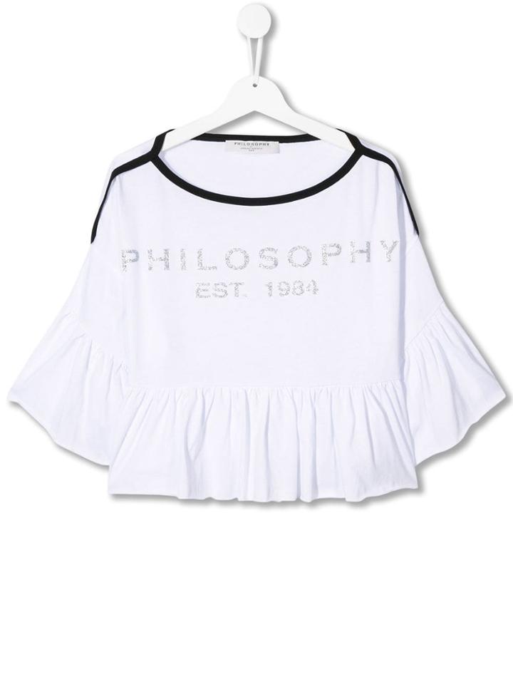 Philosophy Di Lorenzo Serafini Kids Ruched Glitter Logo Top - White