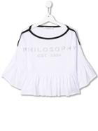 Philosophy Di Lorenzo Serafini Kids Ruched Glitter Logo Top - White