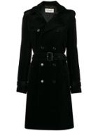 Saint Laurent Belted Trim Coat - Black