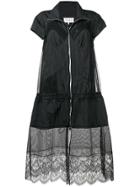 Maison Margiela Floral Lace Hem Shirt Dress - Black