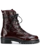 Stuart Weitzman Lace Up Boots - Red
