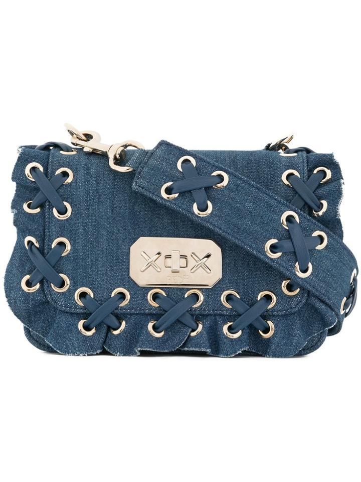 Red Valentino Whipstitch Denim Shoulder Bag - Blue