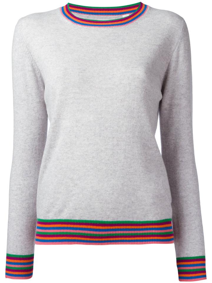 Chinti And Parker Striped Cuff Jumper, Women's, Size: Medium, Grey, Cashmere
