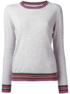 Chinti And Parker Striped Cuff Jumper, Women's, Size: Medium, Grey, Cashmere