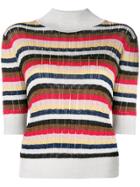 Sonia Rykiel Striped Knit T-shirt - Metallic