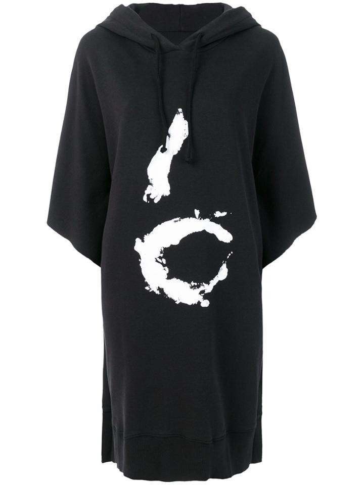 Mm6 Maison Margiela Oversized Graphic Hoodie Dress - Black