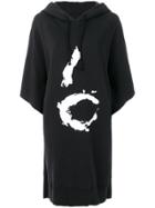 Mm6 Maison Margiela Oversized Graphic Hoodie Dress - Black