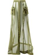 Balmain - Transparent Military Skirt - Women - Silk/polyurethane/acetate/viscose - 38, Green, Silk/polyurethane/acetate/viscose