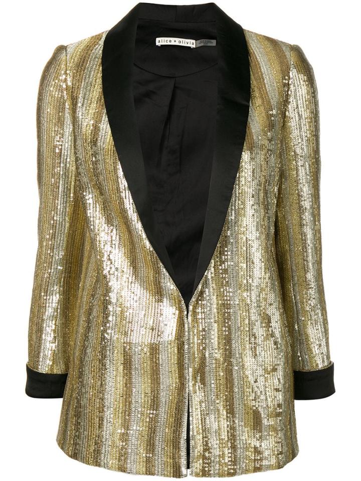 Alice+olivia Embellished Fitted Blazer - Gold