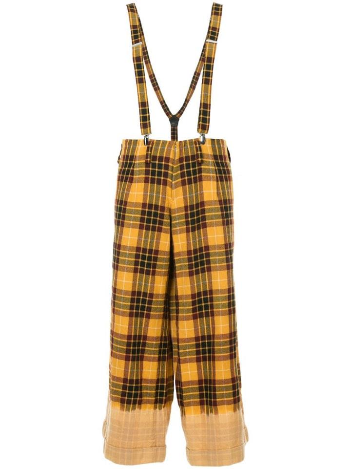 Yohji Yamamoto Pre-owned Plaid Flared Overall Trousers - Yellow