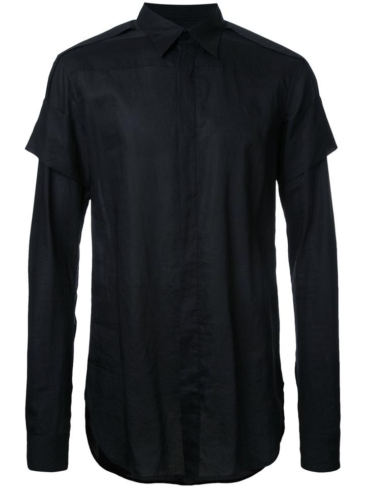Julius - Layered Sleeve Shirt - Men - Cotton - 2, Black, Cotton