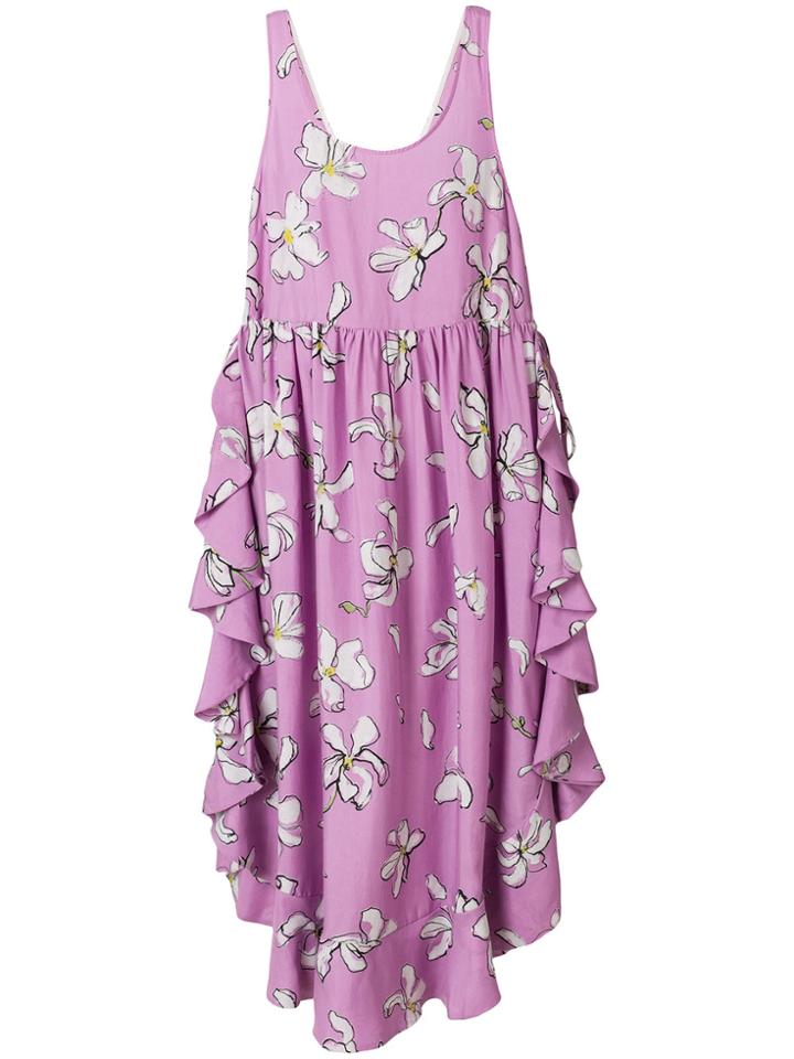 Isa Arfen Flounce Floral Dress - Pink & Purple