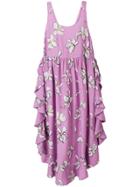 Isa Arfen Flounce Floral Dress - Pink & Purple