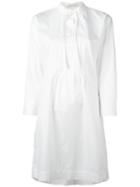 Peter Jensen Neck Tie Shirt Dress, Size: Small, White, Cotton