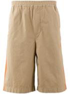 Msgm Side-stripe Shorts, Men's, Size: 48, Brown, Cotton/spandex/elastane