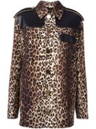 Givenchy Leopard Print Grain De Poudre Jacket, Women's, Size: 38, Brown, Calf Leather/spandex/elastane/viscose/wool