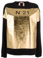 No21 Logo Panel Sweatshirt, Women's, Size: 40, Black, Cotton
