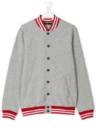 No21 Kids Teen Logo Print Bomber Jacket - Grey