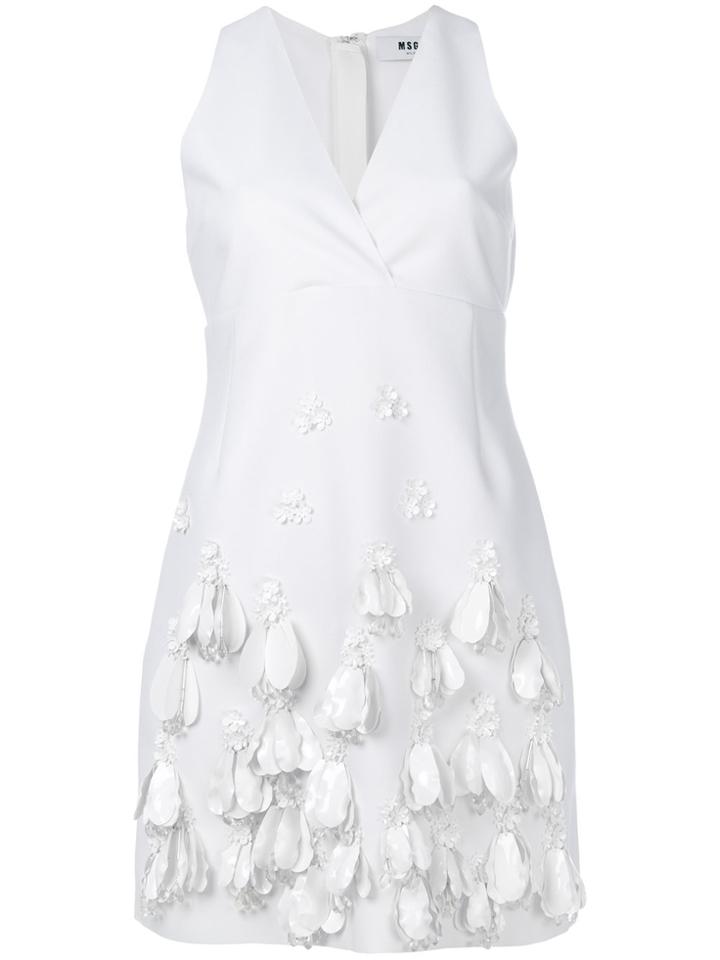 Msgm V-neck Embellished Dress - White