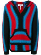 Msgm Striped Rib Knit Hoodie - Multicolour