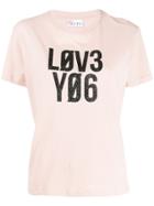 Red Valentino Slogan Print T-shirt - Pink