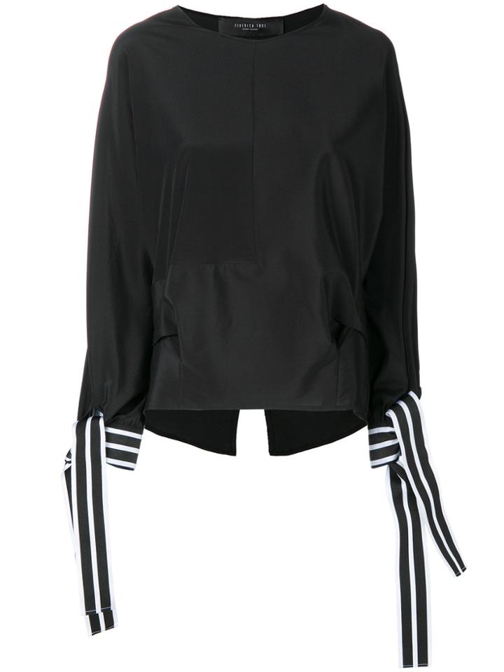Federica Tosi Striped Tie Cuffs Blouse - Black
