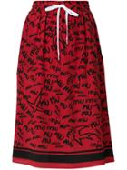 Miu Miu Logo Graffiti Print Skirt - Red
