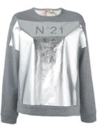 No21 Logo Panel Sweatshirt, Women's, Size: 42, Grey, Cotton