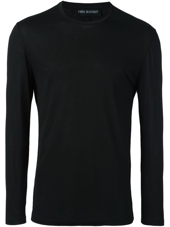 Neil Barrett Long Sleeved Top, Men's, Size: Medium, Black, Viscose
