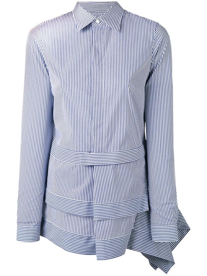 Dsquared2 Asymmetric Pinstripe Shirt, Size: 38, Blue, Cotton/polyamide/spandex/elastane