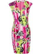 Versace Collection V-neck Printed Dress, Women's, Size: 48, Pink/purple, Viscose/spandex/elastane/polyester/viscose