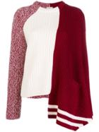 Mrz Asymmetric Ribbed Knit Sweater - Red