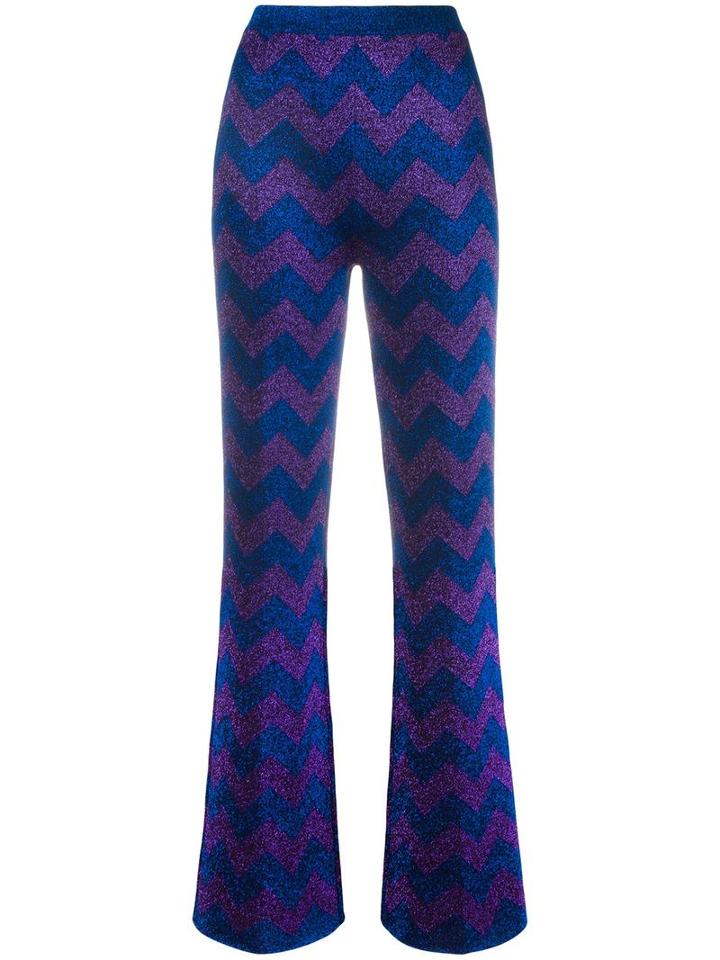 Missoni Zigzag Intarsia Trousers, Women's, Size: 44, Blue, Polyester/rayon/viscose